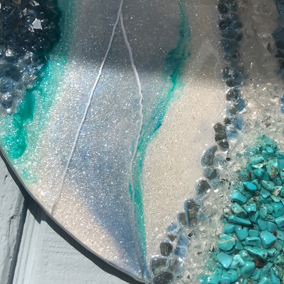 Ocean Inspired Real Crystal Epoxy Abstract Art - Picture 8 of 8
